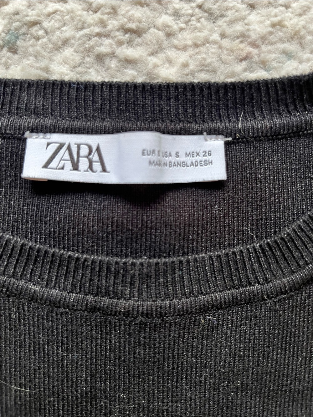 Zara Black Ribbed Crewneck Knit Tee - Picture 2 of 3